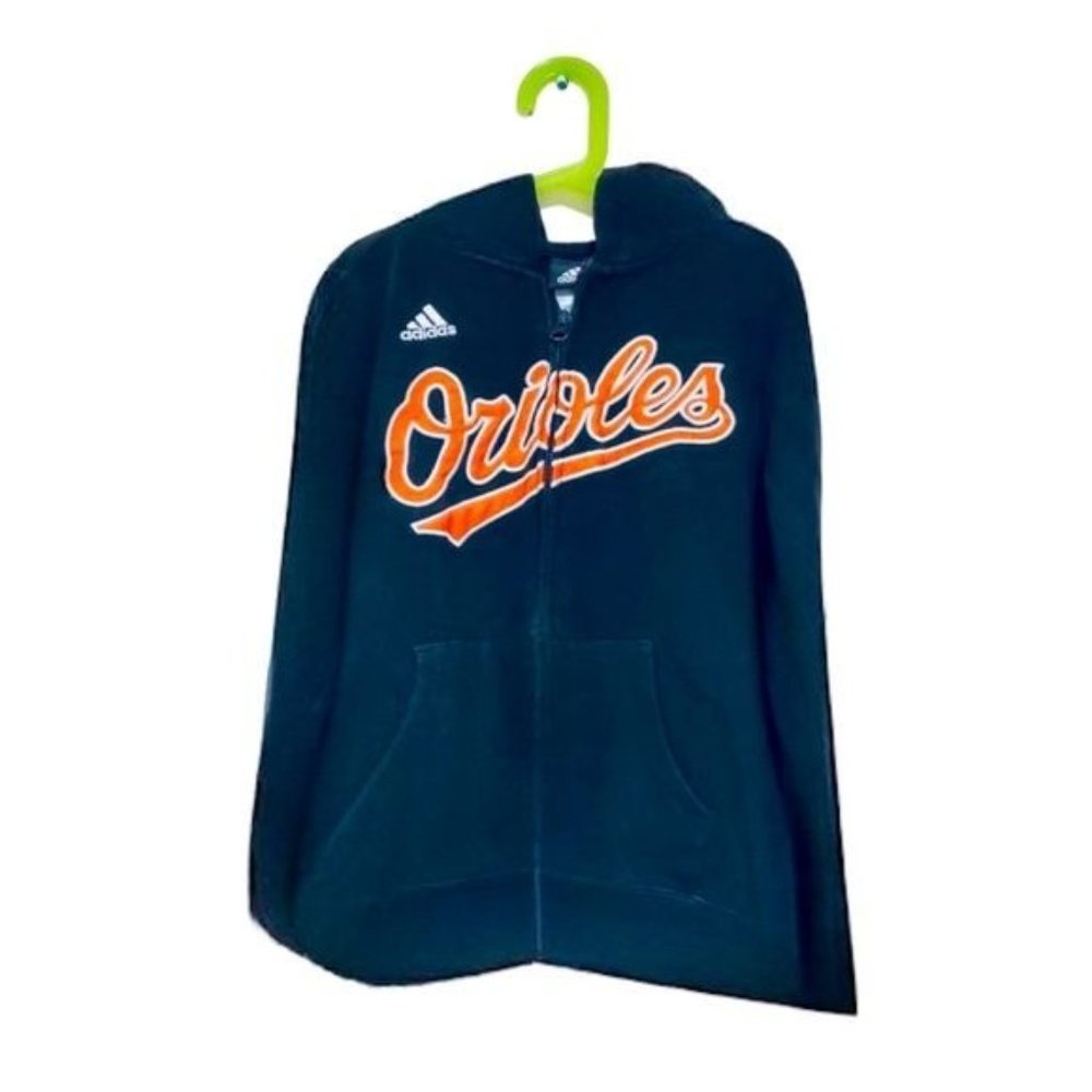 Baltimore Orioles  HoodedJacket M (11-12) Black Full Zip Adidas